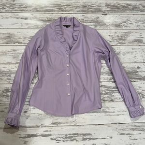 Brooks Brothers Ruffle-Collar Cotton Blouse Purple Size 6